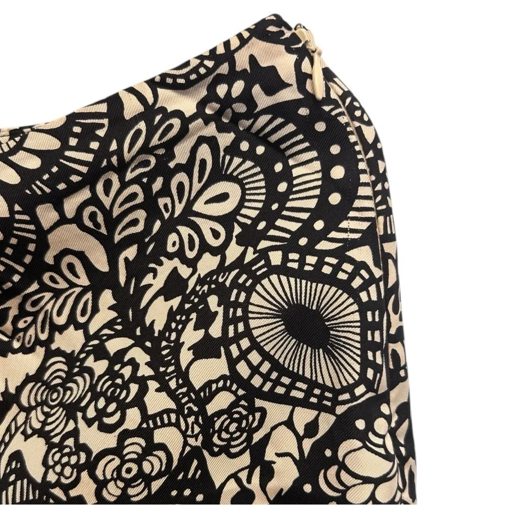 Ann Taylor Floral 100% Silk Black & White Lined Pants